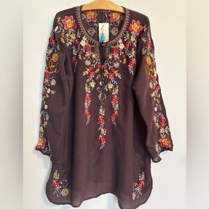 Johnny Was NWT Autumn Bloom Heavily Embroidered Tunic